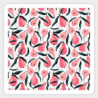 Pretty blush pink pears with leaves pattern Sticker